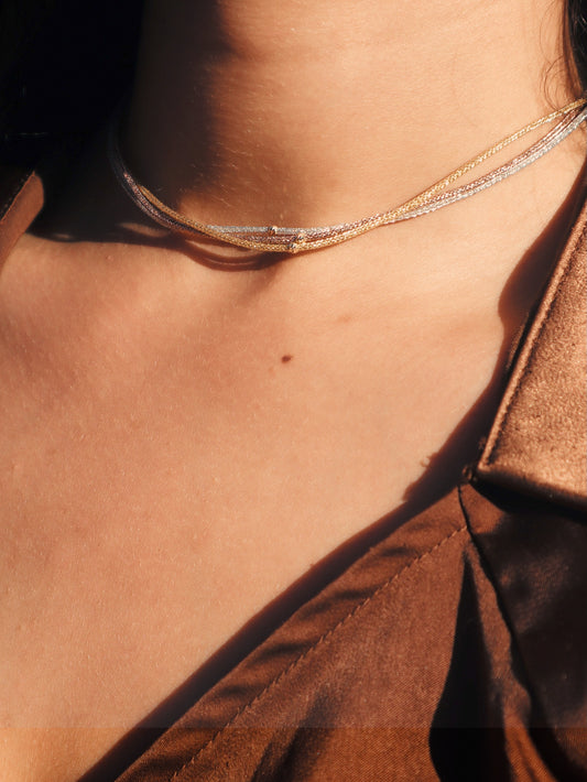 Collier GHALIA – Triple Cordon Satiné (Sqalli)